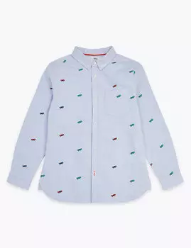 Рубашка Oxford, украшенная вышивкой "скейтборд", из 100% хлопка