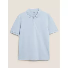 Рубашка-поло из чистого хлопка с горловиной на пуговицах, Marks&amp;Spencer