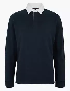 Рубашка-поло с контрастным воротником на пуговицах