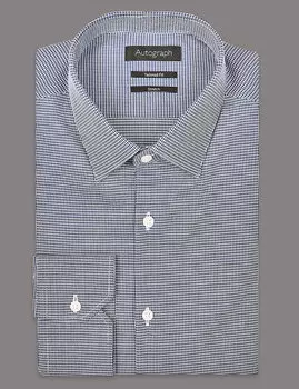 Рубашка прямого кроя, хлопковая, с удлиненным рукавом