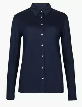 Рубашка с блеском и длинным рукавом