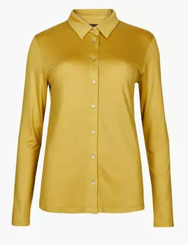 Рубашка с блеском и длинным рукавом