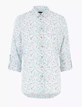 Рубашка с цветочным принтом из 100% чистого хлопка