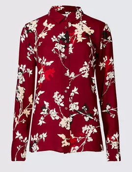 Рубашка с длинным рукавом и цветочным принтом