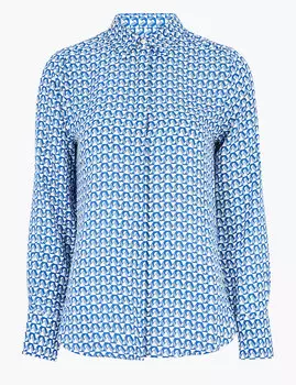 Рубашка с длинным рукавом и геометрическим принтом