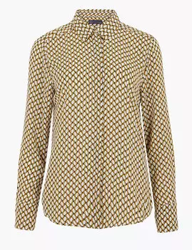 Рубашка с длинным рукавом и геометрическим принтом