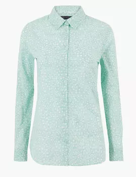 Рубашка с длинным рукавом из чистого хлопка и цветочным принтом