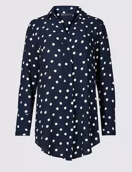 Рубашка с длинным рукавом в горох