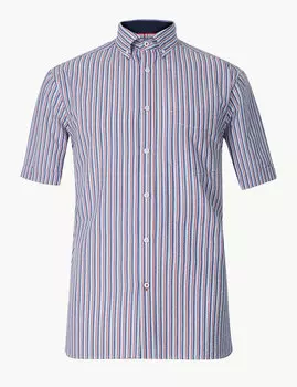 Рубашка с коротким рукавом из 100%-го чистого хлопка в полоску