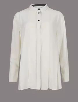 Рубашка с плиссированными планками и длинным рукавом