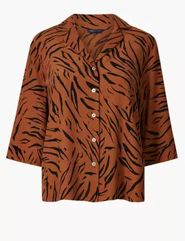 Рубашка с принтом животных и рукавом 3/4