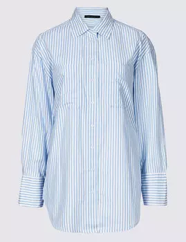 Рубашка свободного кроя из 100% хлопка в полоску