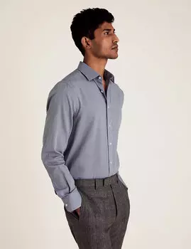 Рубашка узкого кроя из хлопка с длинным рукавом