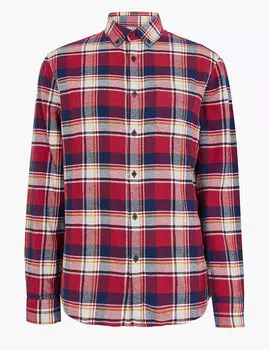 Рубашка в клетку из чистого хлопка с длинным рукавом