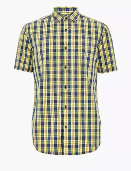Рубашка в клетку из чистого хлопка с коротким рукавом