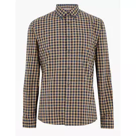 Рубашка в клетку из отбеленного хлопка, Marks&amp;Spencer