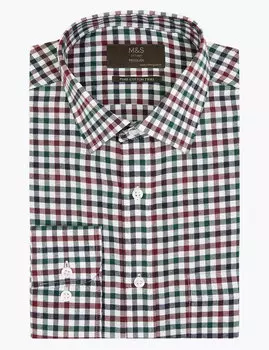 Рубашка в клетку с длинным рукавом стандартного кроя