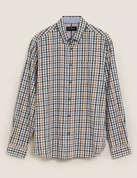 Рубашка в мелкую клетку из ворсованного хлопка