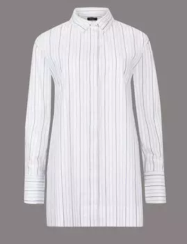 Рубашка в полоску из 100% хлопка с длинным рукавом