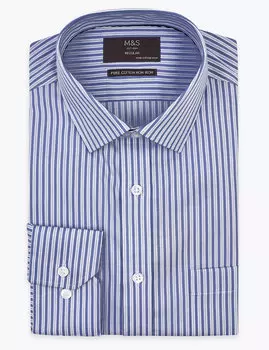 Рубашка в полоску классического кроя из чистого хлопка