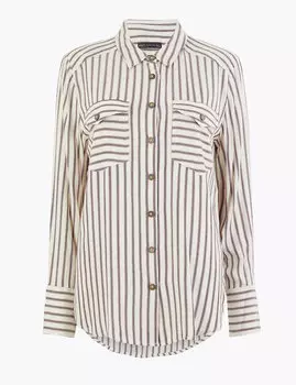 Рубашка в полоску с карманами