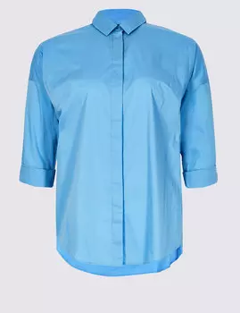 Рубашка женская CURVE однотонная с длинным рукавом