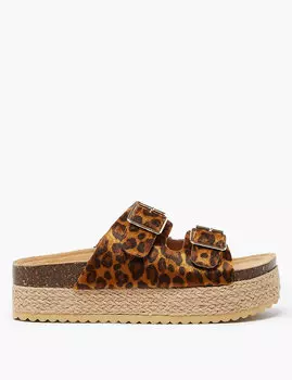 Сандалии-мюли с анималистическим принтом