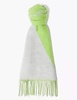 Шарф колор-блок и бахромой по краю