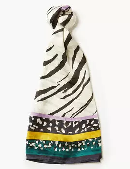 Шарф с принтом животных с яркой окантовкой