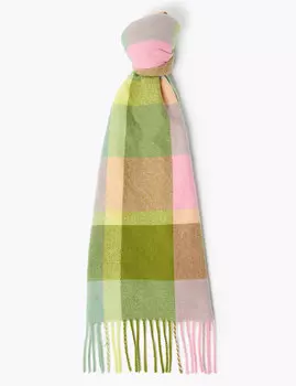 Шарф в клетку с бахромой