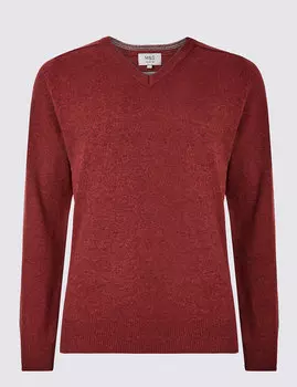 Шерстяной джемпер с V-горловиной