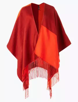 Широкий шарф колор блок с бахромой