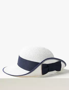 Шляпа с широкими изогнутыми полями украшена бантом