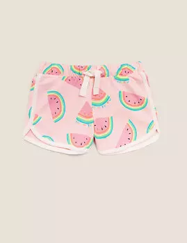 Шорты из органического хлопка с принтом дыни