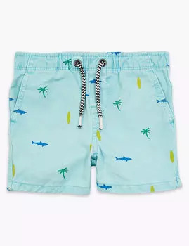 Шорты регби из чистого хлопка с принтом