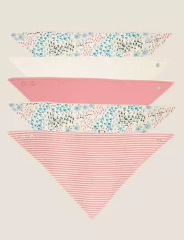 Слюнявчики из органического хлопка с цветочным принтом (5 шт)