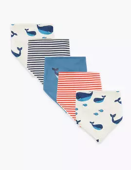 Слюнявчики из органического хлопка с морским принтом (5 шт.)