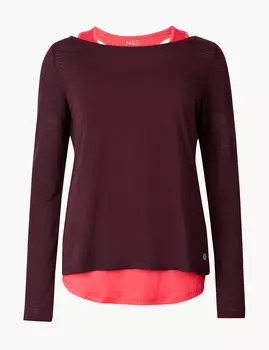 Спортивный топ Quick Dry, двуслойный с длинным рукавом