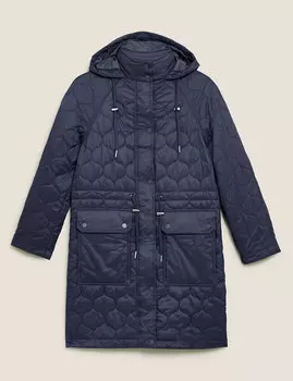 Стеганая парка с воротником-стойкой