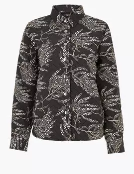 Стеганный мягкий жакет с принтом