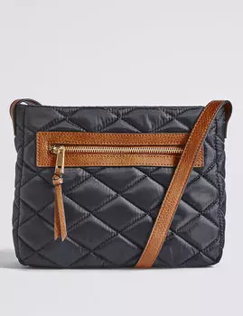 Сумка кросс боди стеганая с карманом на замке