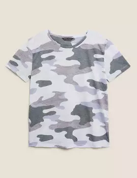 Свободная футболка с круглым вырезом и принтом