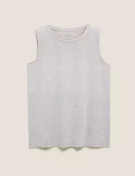 Свободная майка с круглым вырезом без рукавов