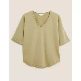Свободная толстовка из чистого хлопка с овальным вырезом, Marks&amp;Spencer