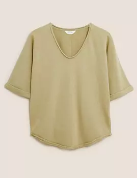 Свободная толстовка из чистого хлопка с овальным вырезом