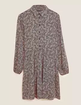 Свободное мини-платье с воротником-стойкой