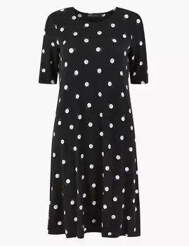 Свободное платье из джерси в горошек