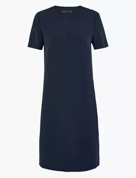 Свободное платье с V-образным вырезом из крепа