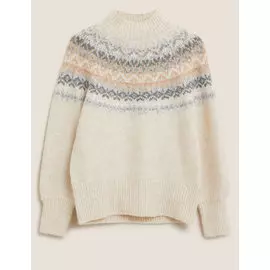 Свободный джемпер Fair Isle с воротником-стойкой , Marks&amp;Spencer