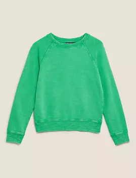 Свободный хлопковый свитшот с длинными рукавами